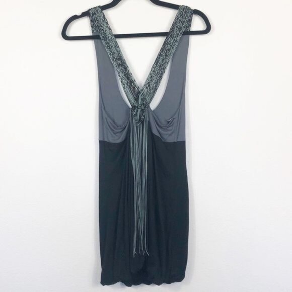Silence & Noise UO Draping Fringe Tank Top Colorblock Black & Gray Medium NWT - Picture 4 of 8